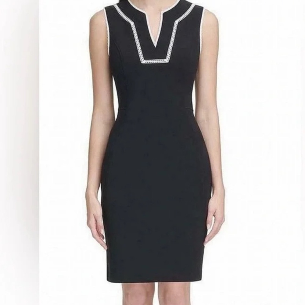 TOMMY HILFIGER Elegant Navy Sleeveless Dress Size 10 Feminine Classic Business